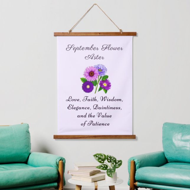 September Birth Month Flower Aster Personalised  Hanging Tapestry (Living Room)