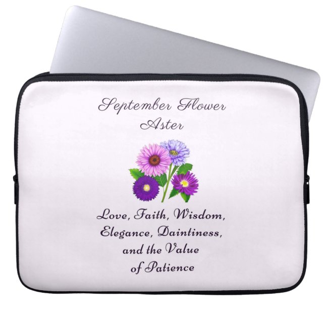 September Birth Month Flower Aster Personalised  Laptop Sleeve (Front)