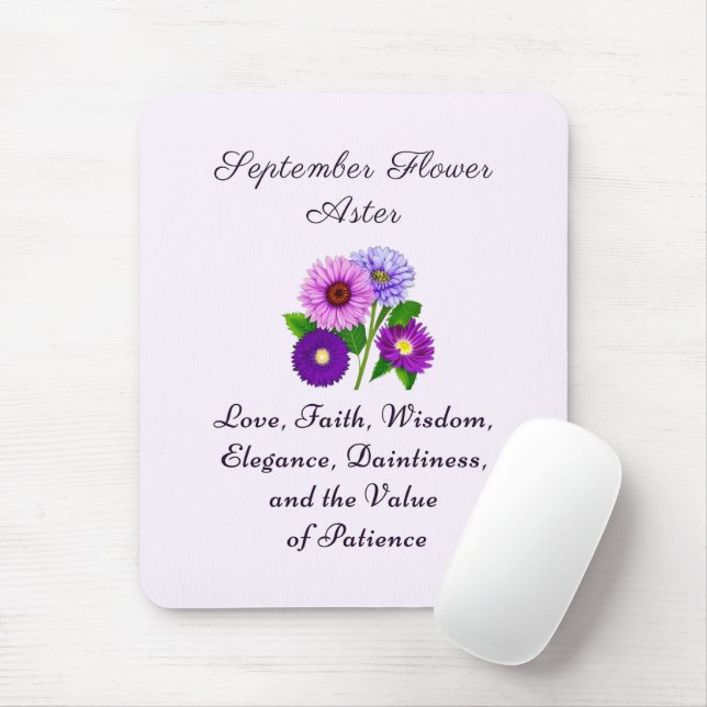September Birth Month Flower Aster Personalised  Mouse Pad (With Mouse)