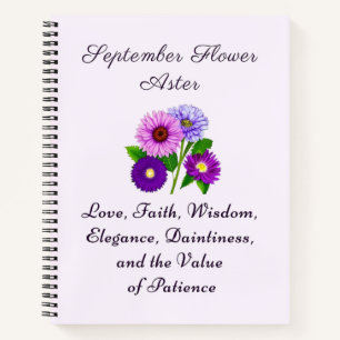 September Birth Month Flower Aster Personalised  Notebook
