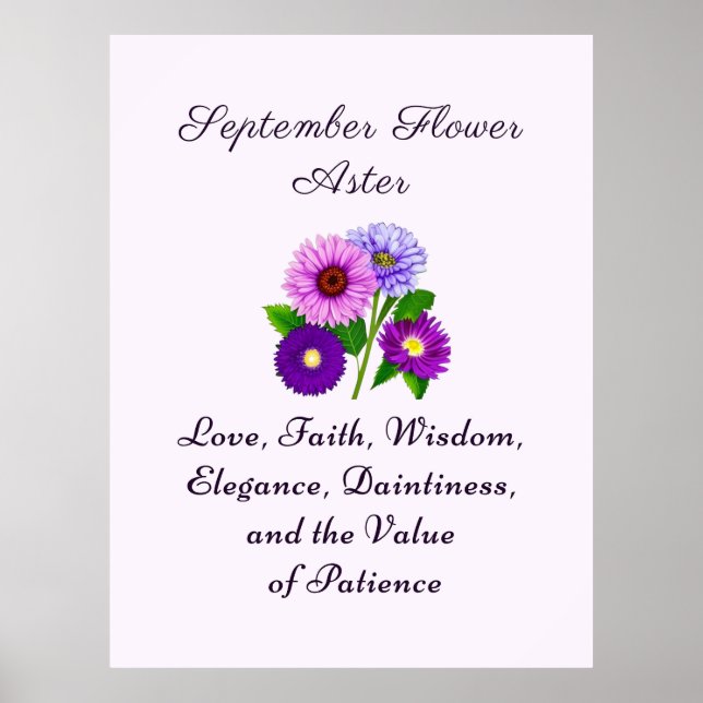 September Birth Month Flower Aster Personalised  Poster (Front)