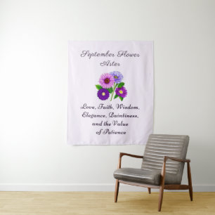 September Birth Month Flower Aster Personalised Tapestry