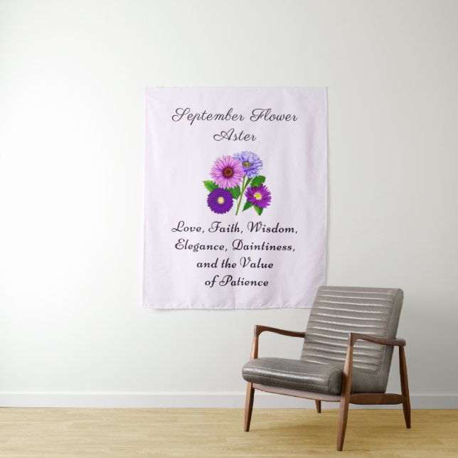 September Birth Month Flower Aster Personalised  Tapestry (In Situ)