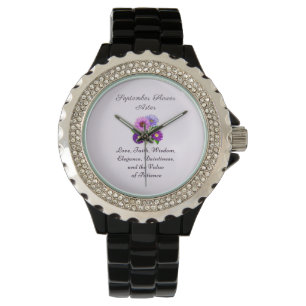 September Birth Month Flower Aster Personalised  Watch