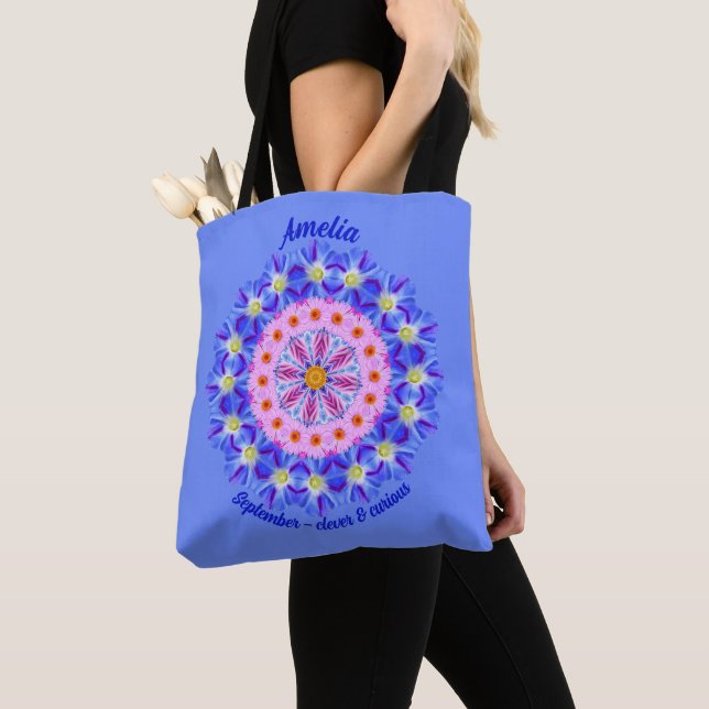 September Birth Month Flower Personalised Carry.ll Tote Bag (Close Up)