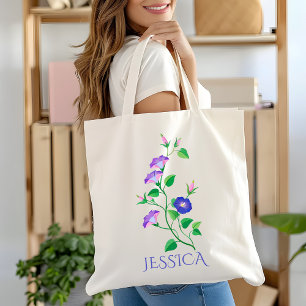 September Birth Month Flower Purple Morning Glory Tote Bag