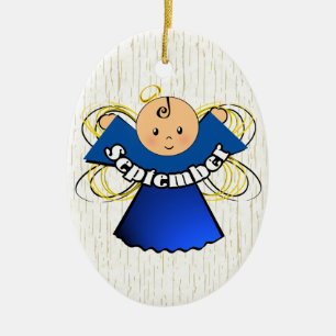 September Birthday Angel Ceramic Tree Decoration