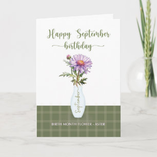 September Birthday Aster Birth Month Flower Card