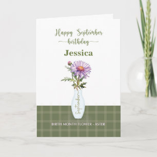 September Birthday Birth Month Flower Aster Card