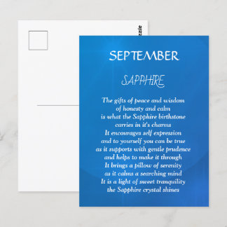 September birthday birthstone Sapphire Postcard