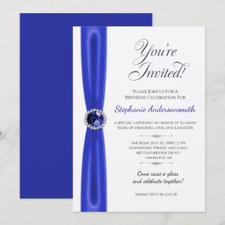 September Birthday Celebration - Blue Sapphire Invitation