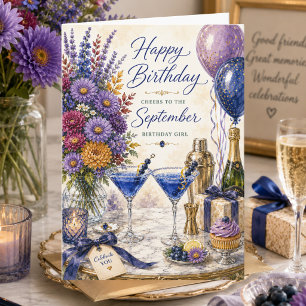 September Birthday Cocktail Cheers to Birthday Card