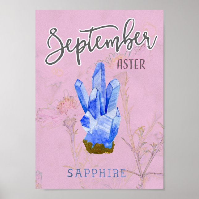 September  Birthday Flower and Birthstone Poster (Front)