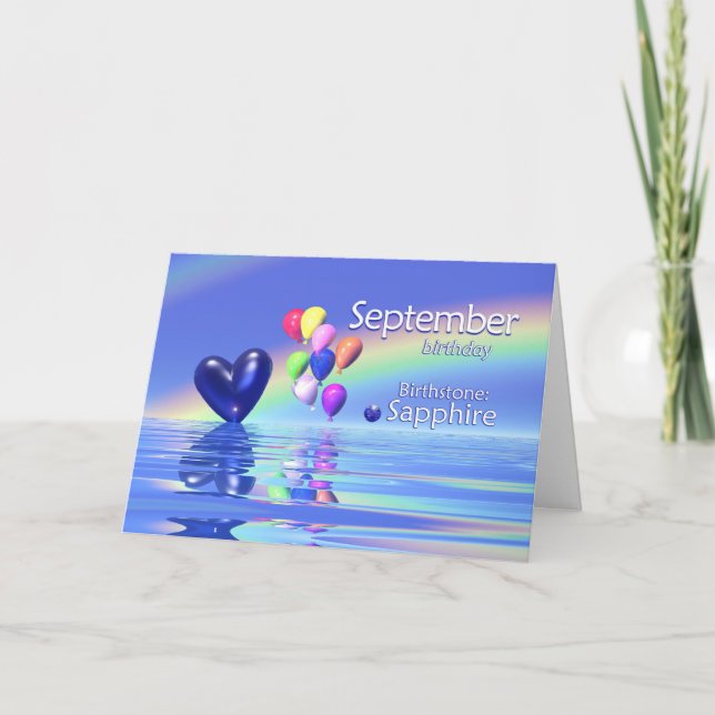 September Birthday Sapphire Heart Card (Front)