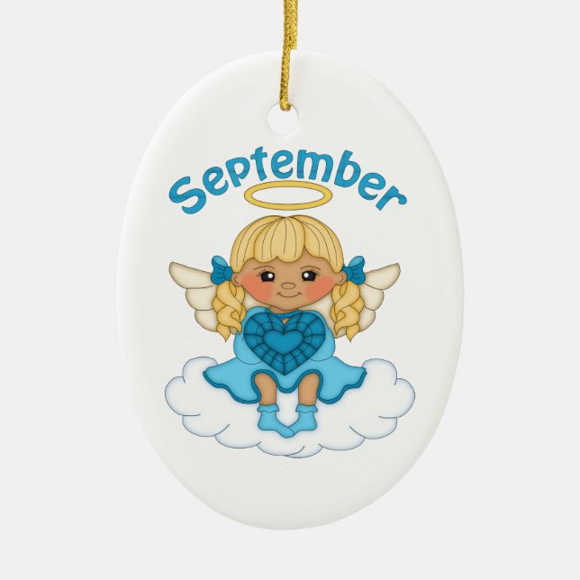 September Birthstone Angel Blonde Ceramic Ornament (Front)