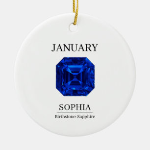 September Birthstone Birthday Name Sapphire Ceramic Ornament