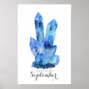 September Birthstone -Sapphire Watercolor Poster