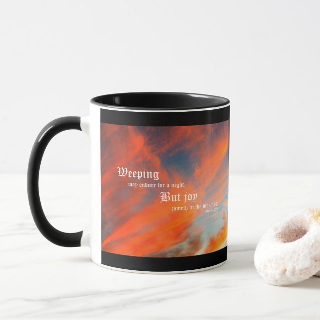 September Clouds with Psalm 30:5 Mug (With Donut)