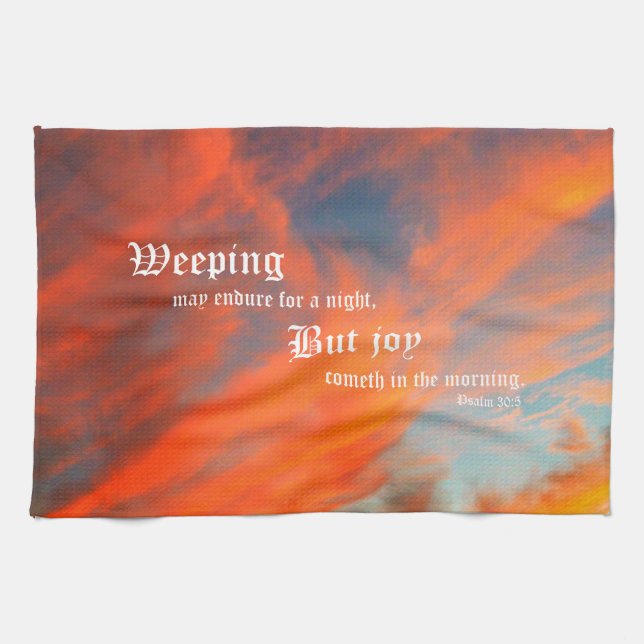 September Clouds with Psalm 30:5 Tea Towel (Horizontal)