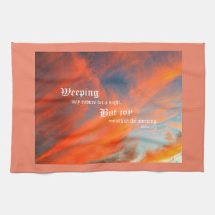 September Clouds with Psalm 30:5 Tea Towel