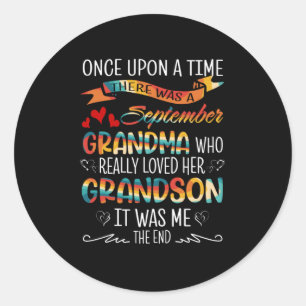 September Grandma Who Really Loved Her Grandsons Classic Round Sticker