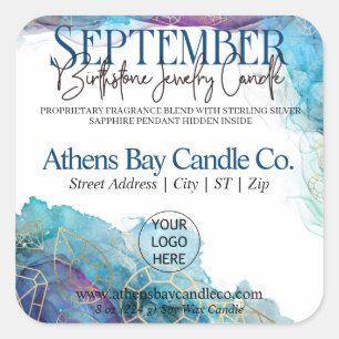 September Hidden Jewellery Candle Product Label