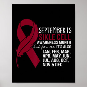September Is Sickle Cell Awareness Month Burgundy Poster