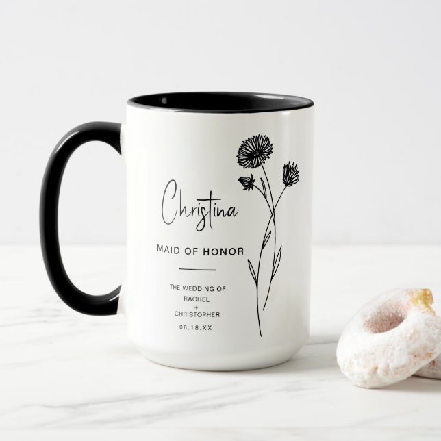 September Maid of Honour | Aster Birth Flower Mug (With Donut)