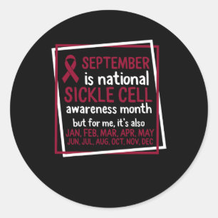 September National Sickle Cell Awareness Burgundy Classic Round Sticker