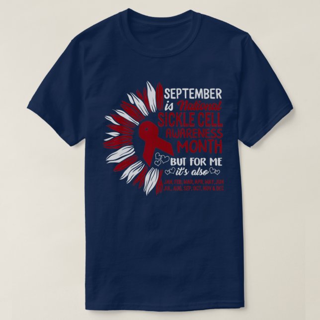 September National Sickle Cell Awareness Burgundy  T-Shirt (Design Front)