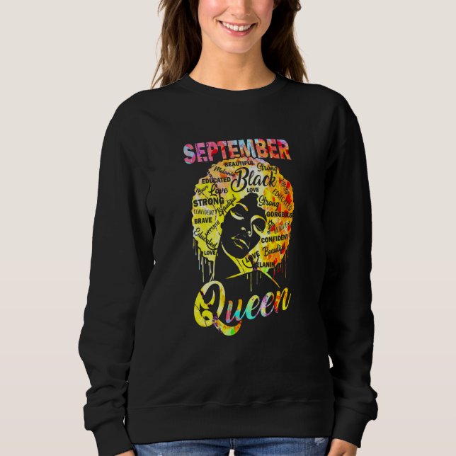 September Queen Black Woman Afro Natural Hair Afri Sweatshirt (Front)