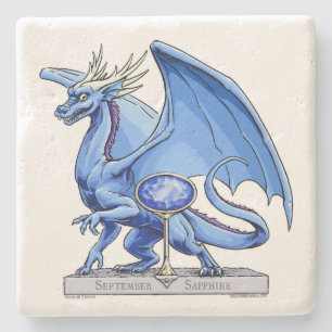 September’s Birthstone Dragon: Sapphire Stone Coaster