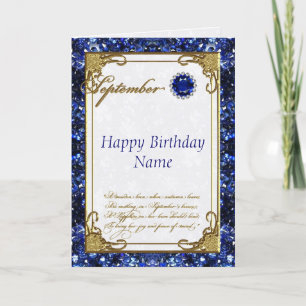 September Sapphire Birthstone Birthday Card