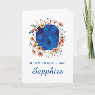 September Sapphire Birthstone Birthday Wildflowers Card