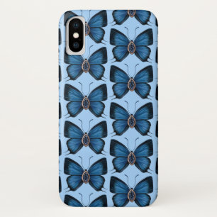 September Sapphire Blue Butterfly Pattern Design iPhone X Case
