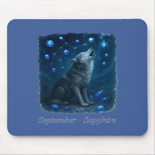 September Sapphire – Celestial Wolf  Mouse Pad