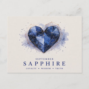 September Sapphire Heart Birthstone Postcard
