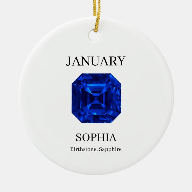 September Sapphire Personalised Birthday Ceramic Ornament (Front)