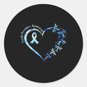 September Suicide Prevention Awareness Dragonfly H Classic Round Sticker