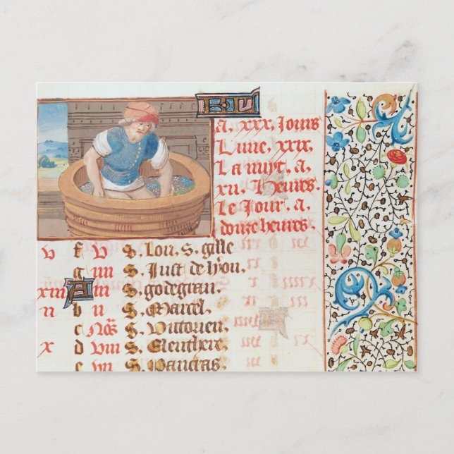 September: Trampling Grapes Postcard (Front)