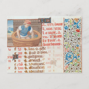 September: Trampling Grapes Postcard