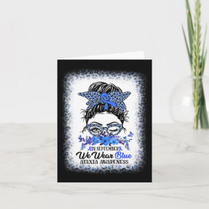 September We Wear Blue Ataxia Awareness Messy Bun  Card