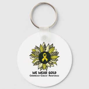 September We Wear Gold Sunflower Childhood Cancer Key Ring