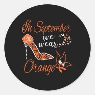 September We Wear Orange Leukaemia Awareness Month Classic Round Sticker