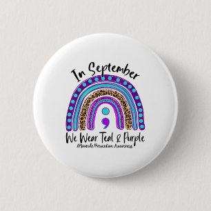 September We Wear Teal & Purple Suicide Preven 6 Cm Round Badge