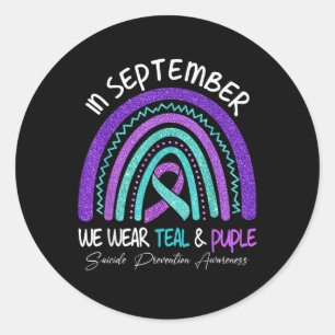 September We Wear Teal & Purple Suicide Preven Classic Round Sticker