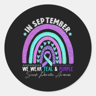 September We Wear Teal And Purple Suicide Preventi Classic Round Sticker