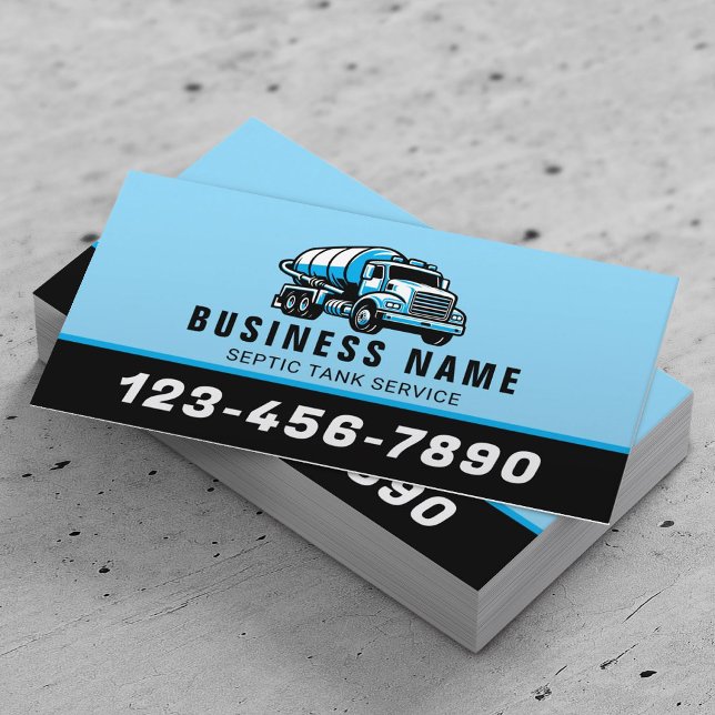 Septic Tank Pumping Service Plain Blue Business Card (Creator Uploaded)