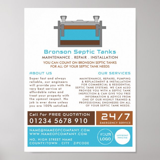 Septic Tank, Septic Company, Septic Engineer Poster (Front)