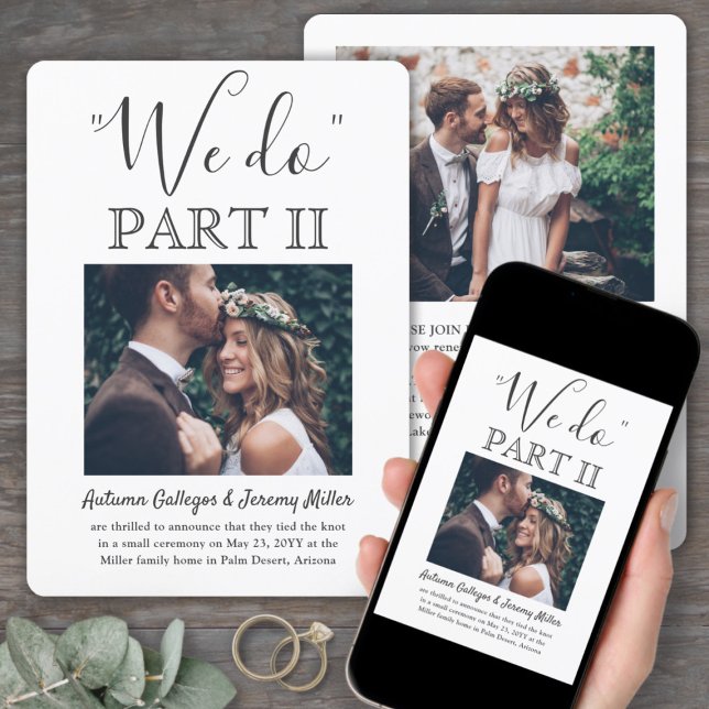 Sequel Wedding 2 Photo Simple Script We Do Part II Invitation (Creator Uploaded)